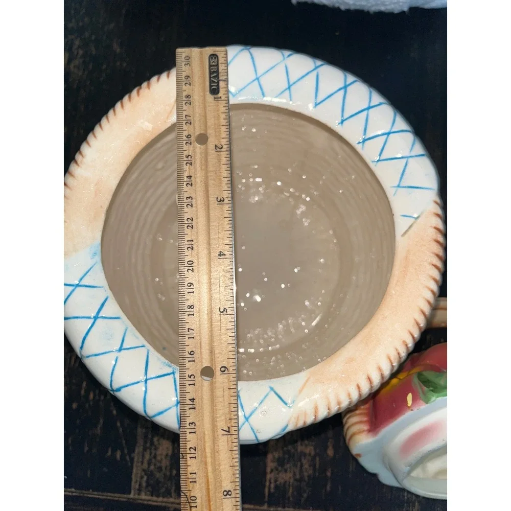 Vintage Ceramic Apple Basket Cookie Jar Farmhouse Kitchen Decor Hand Painted